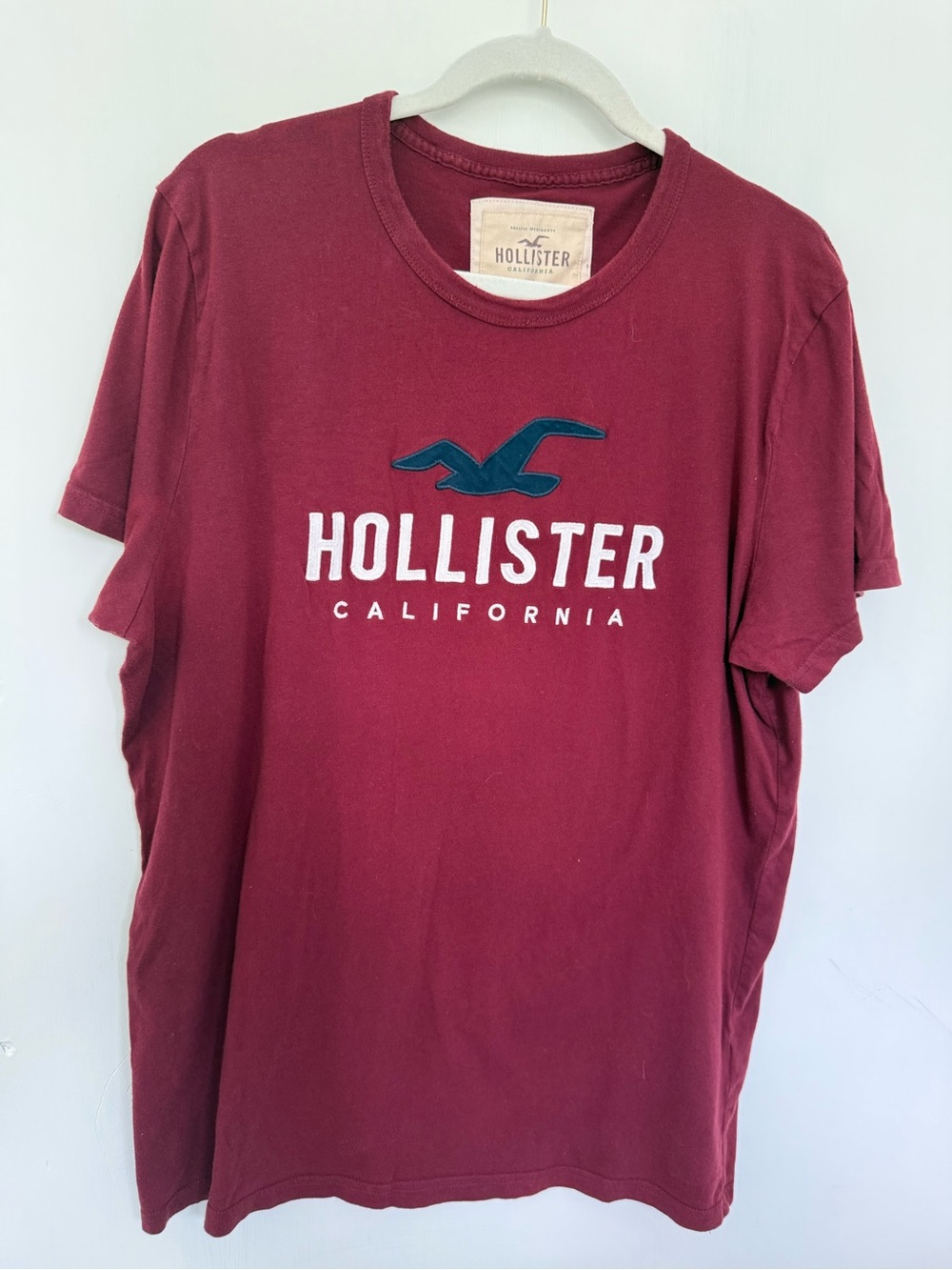 Y2K Hollister California Logo Red Navy Seagull Surf/Skate Tee Size XL